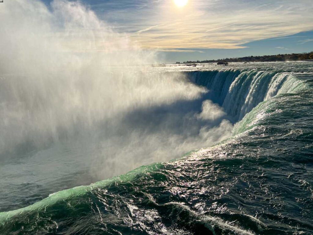 the view of Niagara Falls from the pathway on the Canadian side