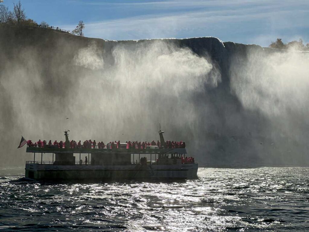 The Maid of the Mist approaches the Horseshoe Falls at Niagara Falls