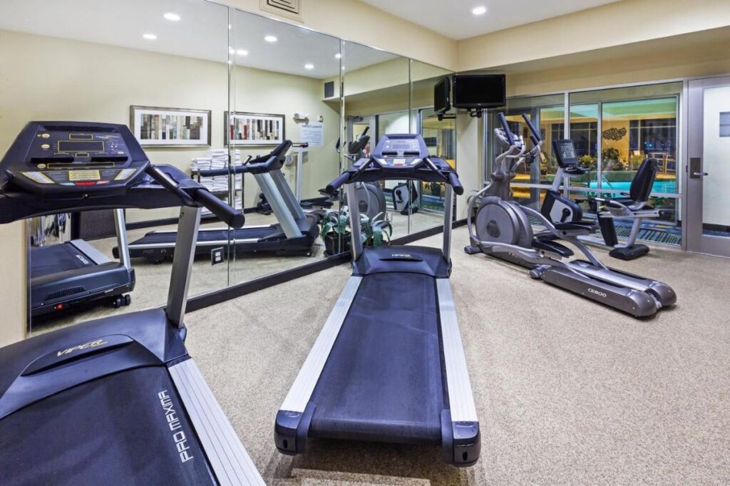 The fitness center at the Holiday Inn Express in downtown Houston near the Rockets arena