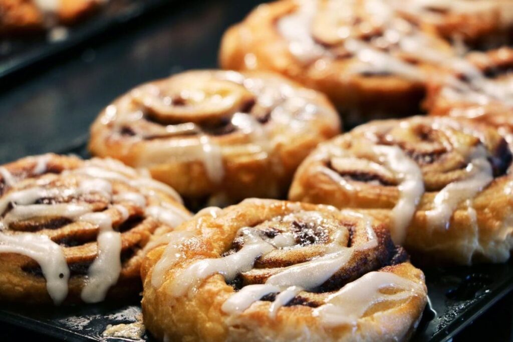 fresh pastries offered as part of the free breakfast at the Holiday Inn Express in Houston, near the Toyota Center