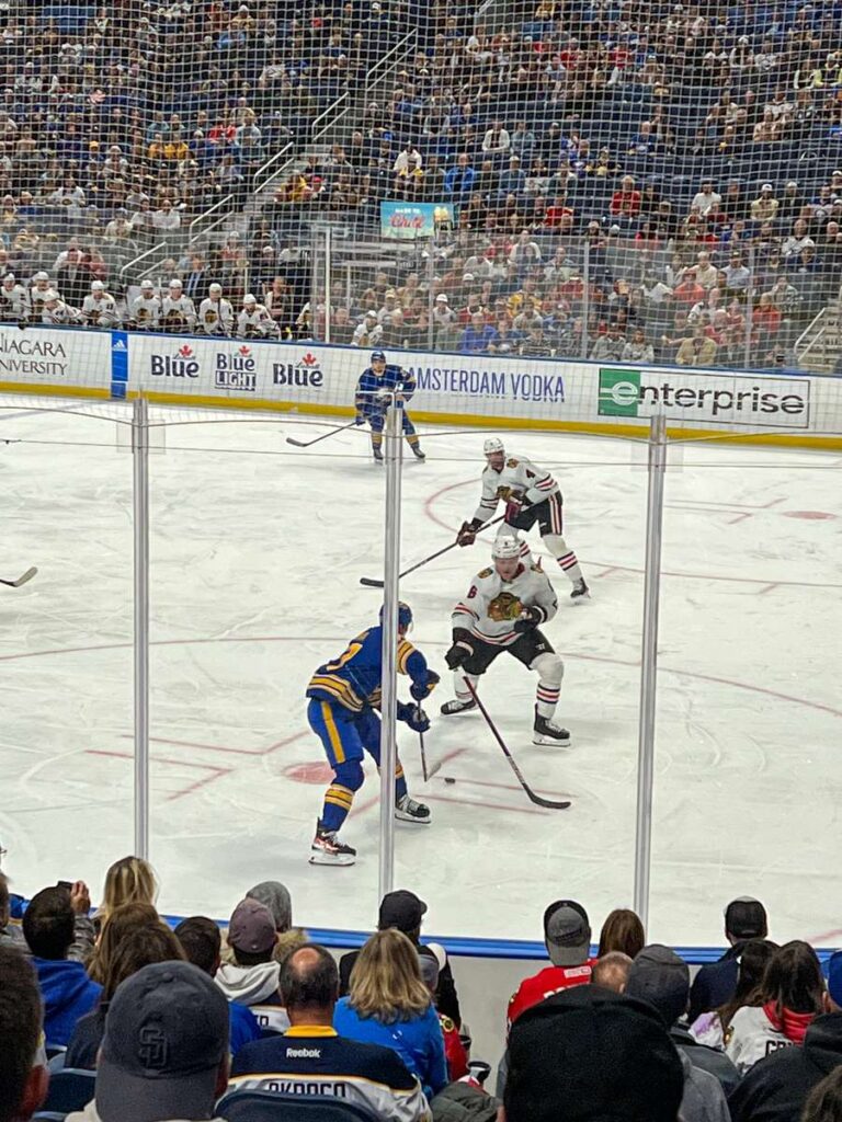 a NHL game at the KeyBank Center between the Buffalo Sabres and the Chicago Blackhawks