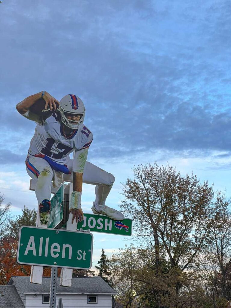 Buffalo Bills fans have changed the name of Allen Street to "Josh Allen Street" along Abbott Road near Highmark Stadium