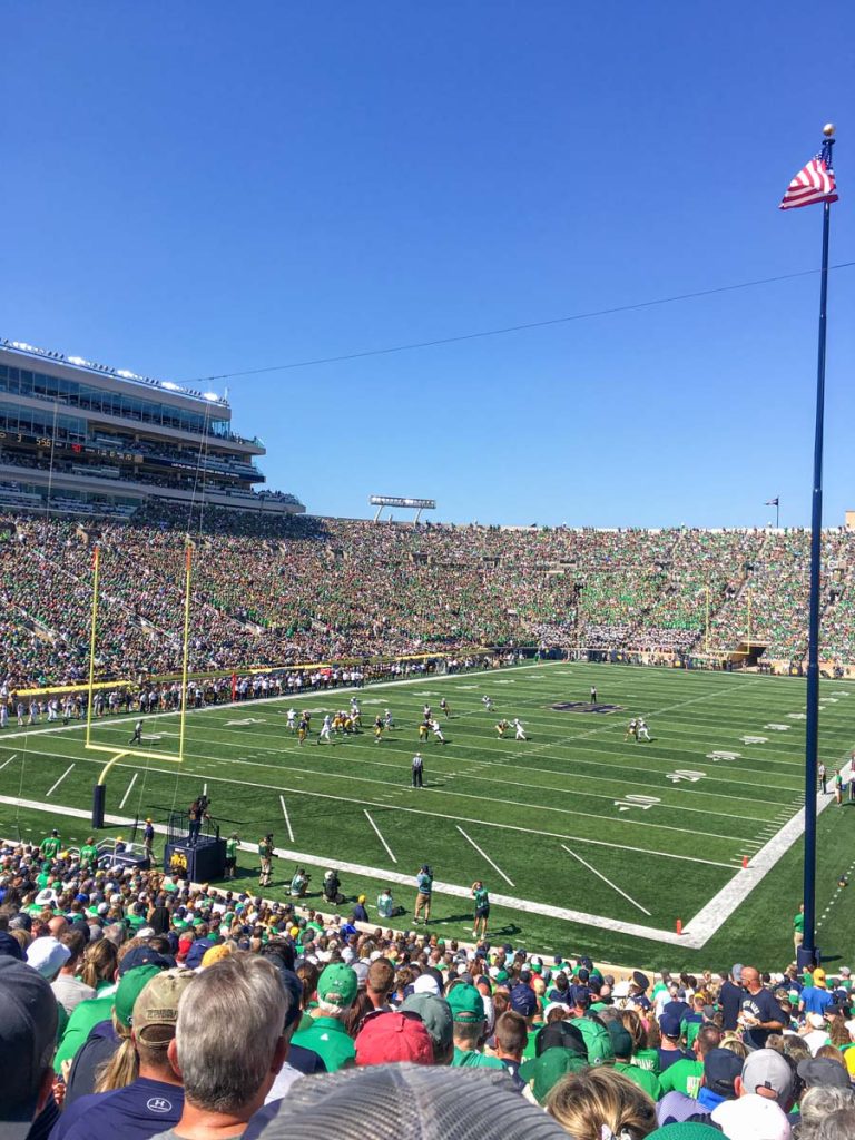 A Notre Dame Fighting Irish NCAA football game.