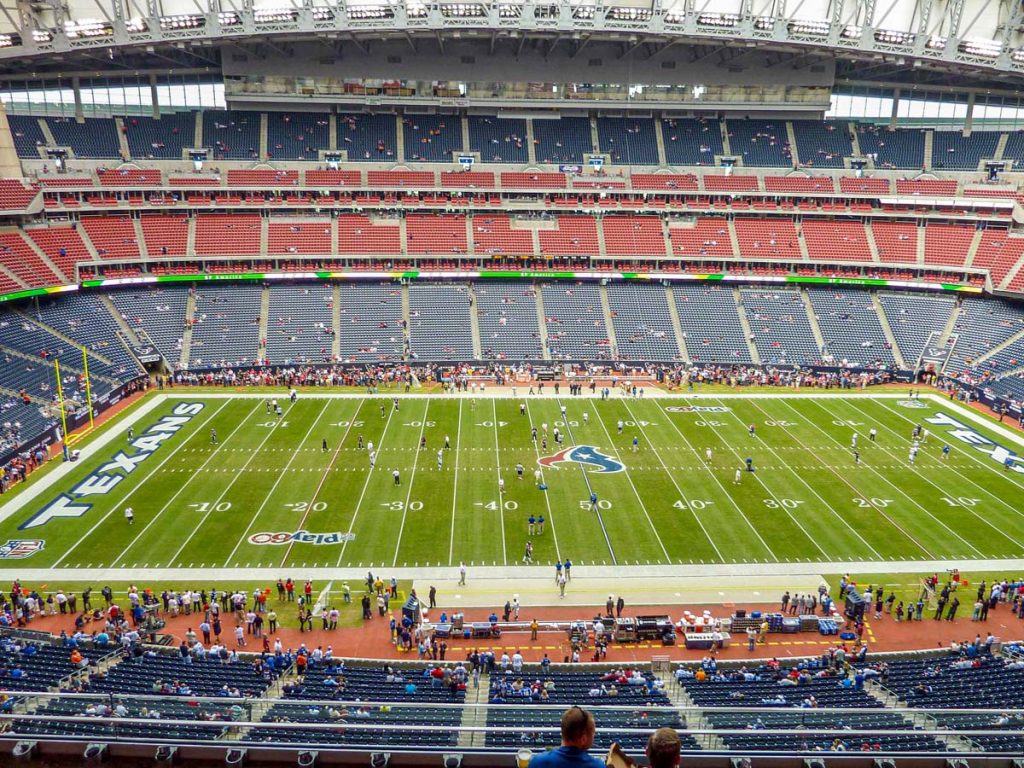 Upper deck sideline seats at NRG Stadium in Houston, Texas.
