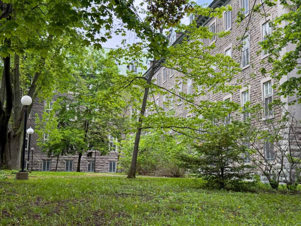 The exterior of the Grey Nuns Residence near Concordia University in Montreal, QC.