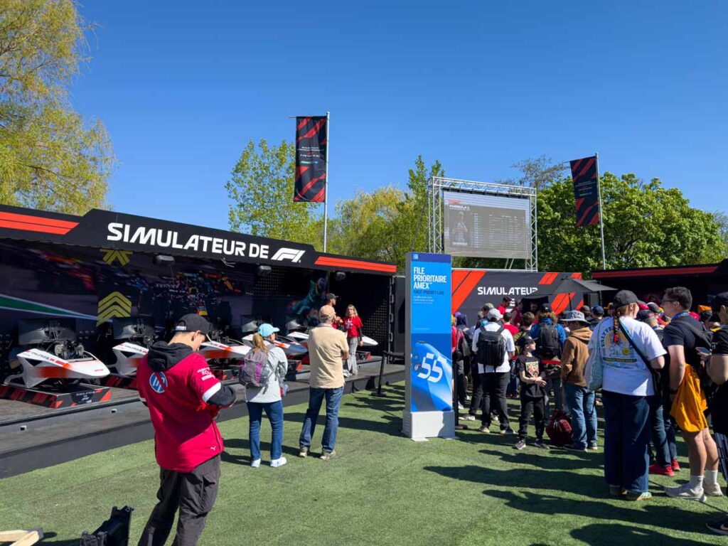 The F1 Simulator in the Fan Zone at the Montreal Grand Prix on Friday morning.