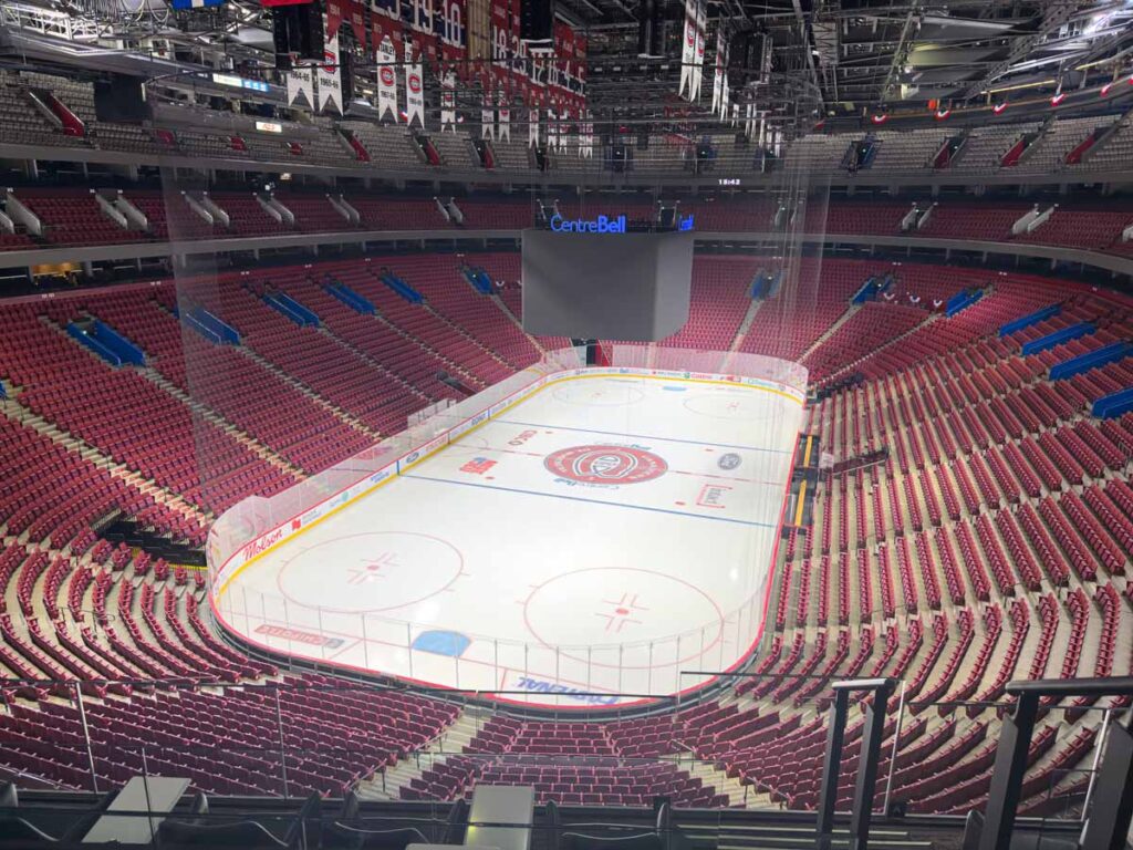 The view from the Air Canada Club seats in Bell Centre as seen on an arena tour.