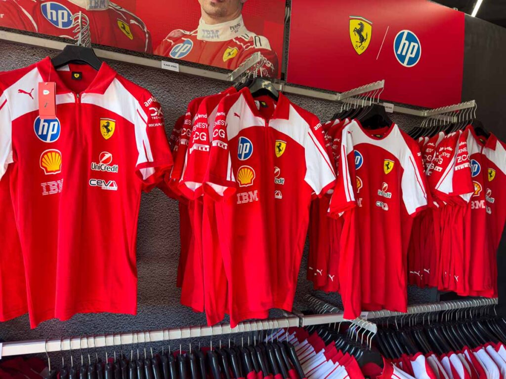 Ferrari merchandise for sale during the Montreal GP.