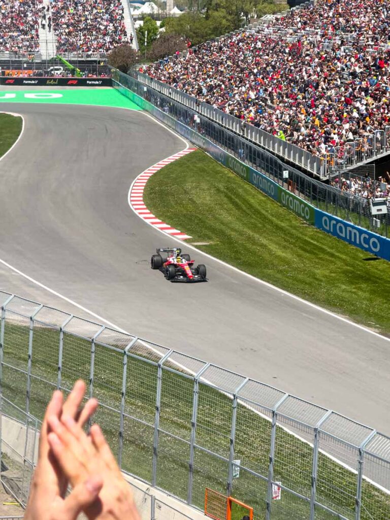 A fan claps at the Montreal Grand Prix.