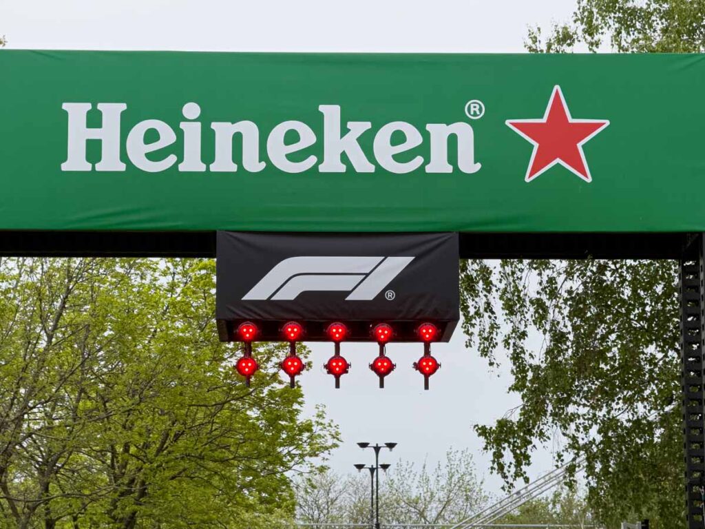 Replica Formula 1 starting lights in Circuit Gilles-Villeneuve for the Canadian Grand Prix.